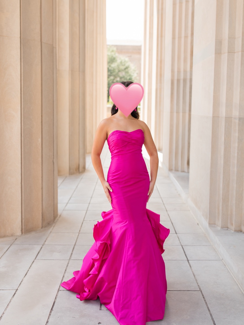 Mac Duggal Hot Pink Strapless Mermaid Gown